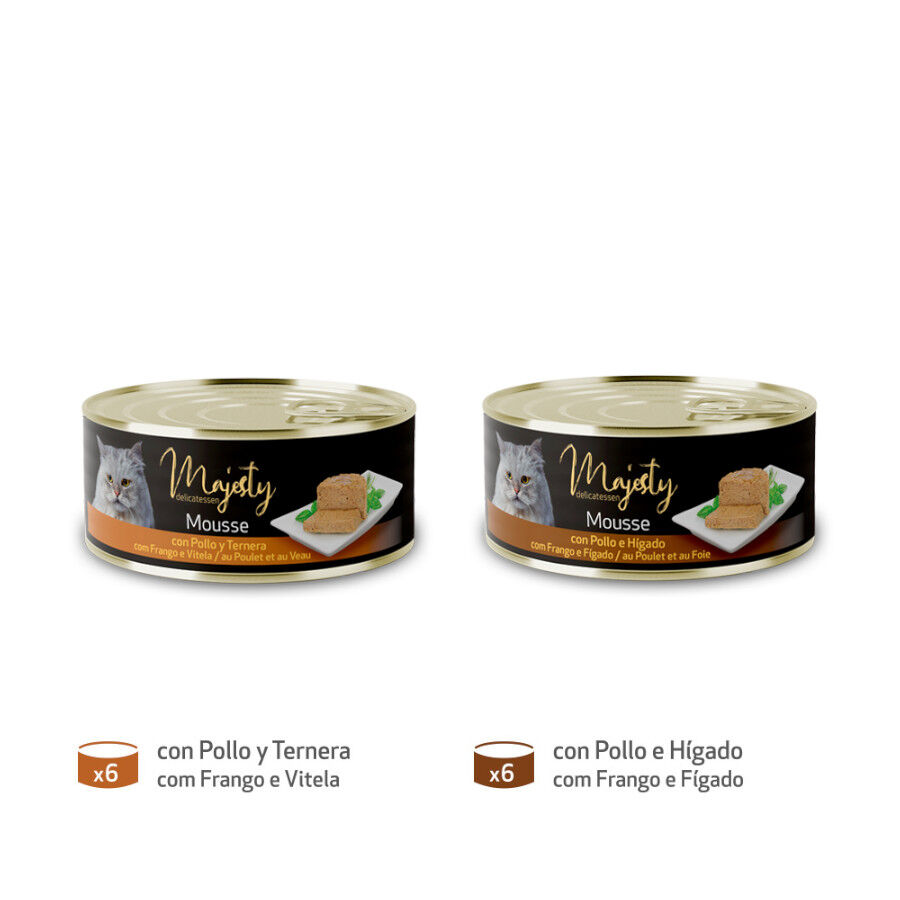 12 latas x 85 g Majesty Adult Gold Selection Mousse Carne lata para gatos - Pack, , large Imagem n&uacute;mero 2